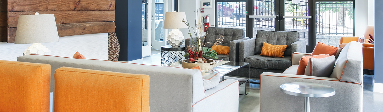 Interior lounge featuring multiple seating options